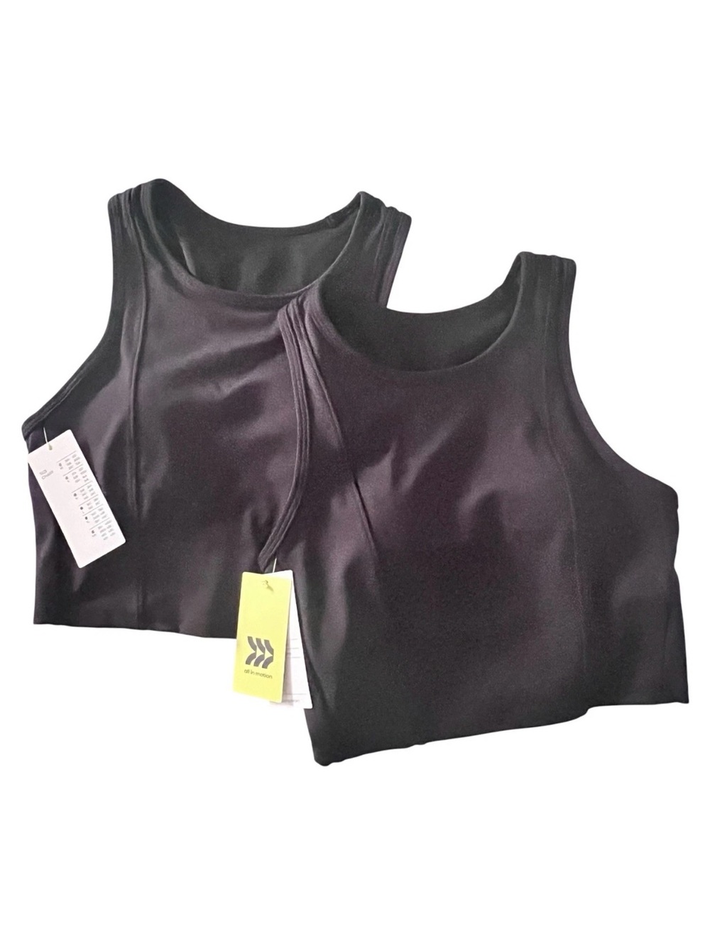 all in motion Black Women's Crop Tops Racerback Light Support Removables(2-Pack)